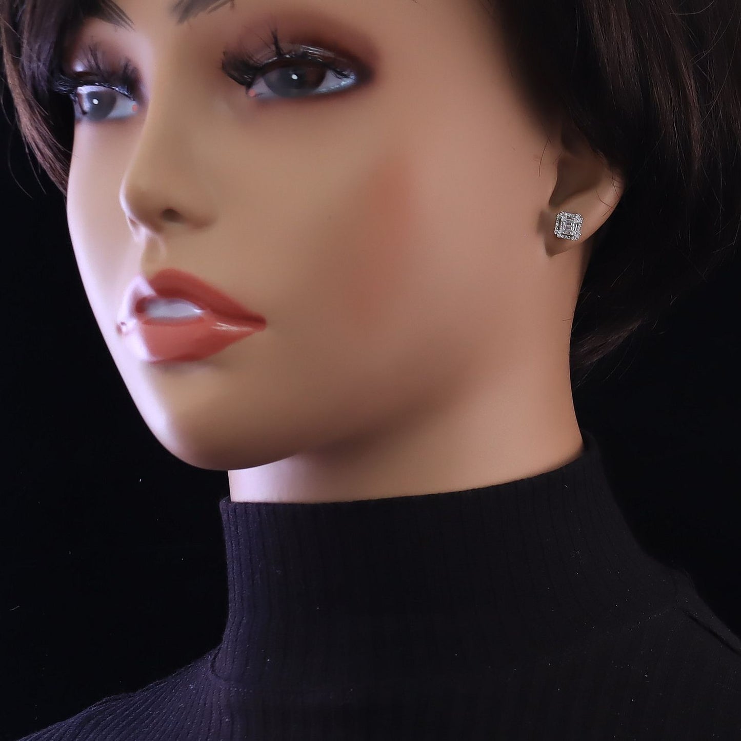 DiamondCelebritees  Hip Hop 925 White Sterling Silver 1.26ct Cubic Zirconia Women's Square Earrings