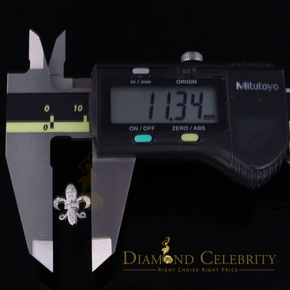 DiamondCelebritees  White 0.35ct Cubic Zirconia 925 Silver Men's & Women's Fleur de Lis Earrings