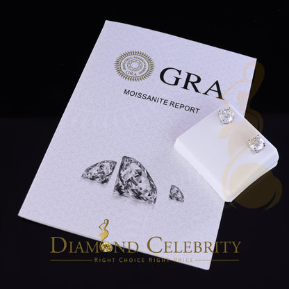 DiamondCelebritees 10k Real White Gold with 2.50ct Round VVS 'D' Color Moissanite Stud Earrings