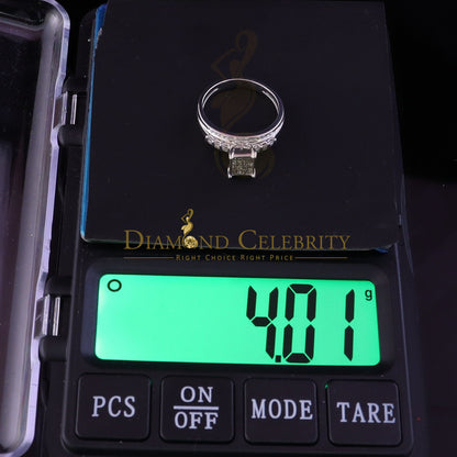 DiamondCelebritees 925 Sterling Silver White Real 0.33ct Princess Diamonds Square Ring Size 7