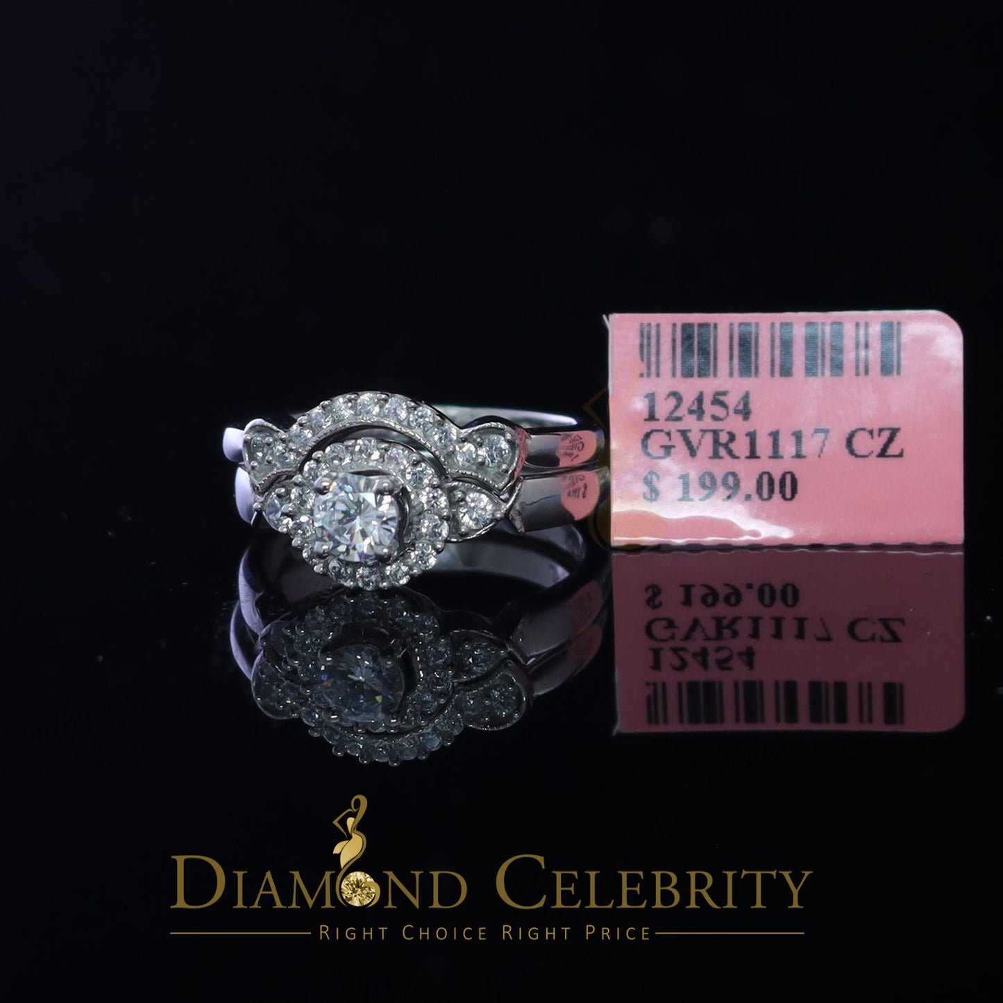 DiamondCelebritees 925 Silver Sterling White 1.50ct CZ Wide Flower 7 stone Women's Ring Size 7