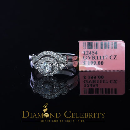 DiamondCelebritees 925 Silver Sterling White 1.50ct CZ Wide Flower 7 stone Women's Ring Size 7