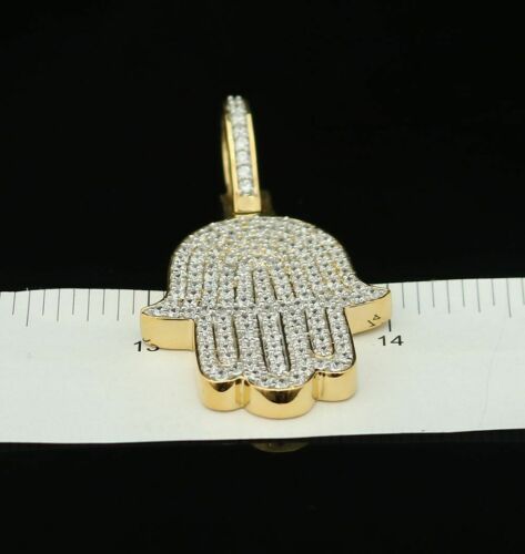 DiamondCelebritees Promise Yellow Sterling silver "HAMSA" Shape Pendant with 3.38ct Cubic Zirconia