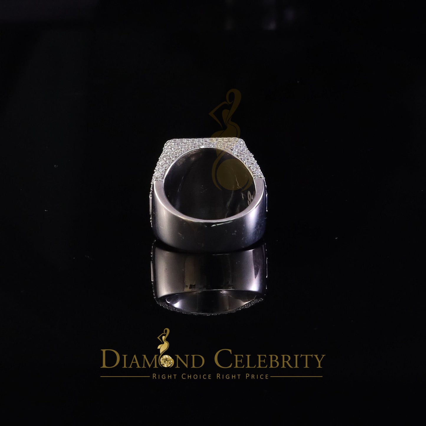 DiamondCelebritees Sterling 925 White Silver 6.50ct VVS 'D' Moissanite Square Rings SZ10 for Men's