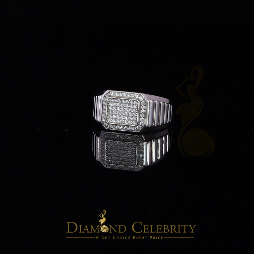 DiamondCelebritees 925 White Silver 0.75ct Cubic Zirconia Square Engagement Men's Ring Size 10