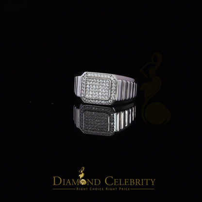 DiamondCelebritees 925 White Silver 0.75ct Cubic Zirconia Square Engagement Men's Ring Size 10