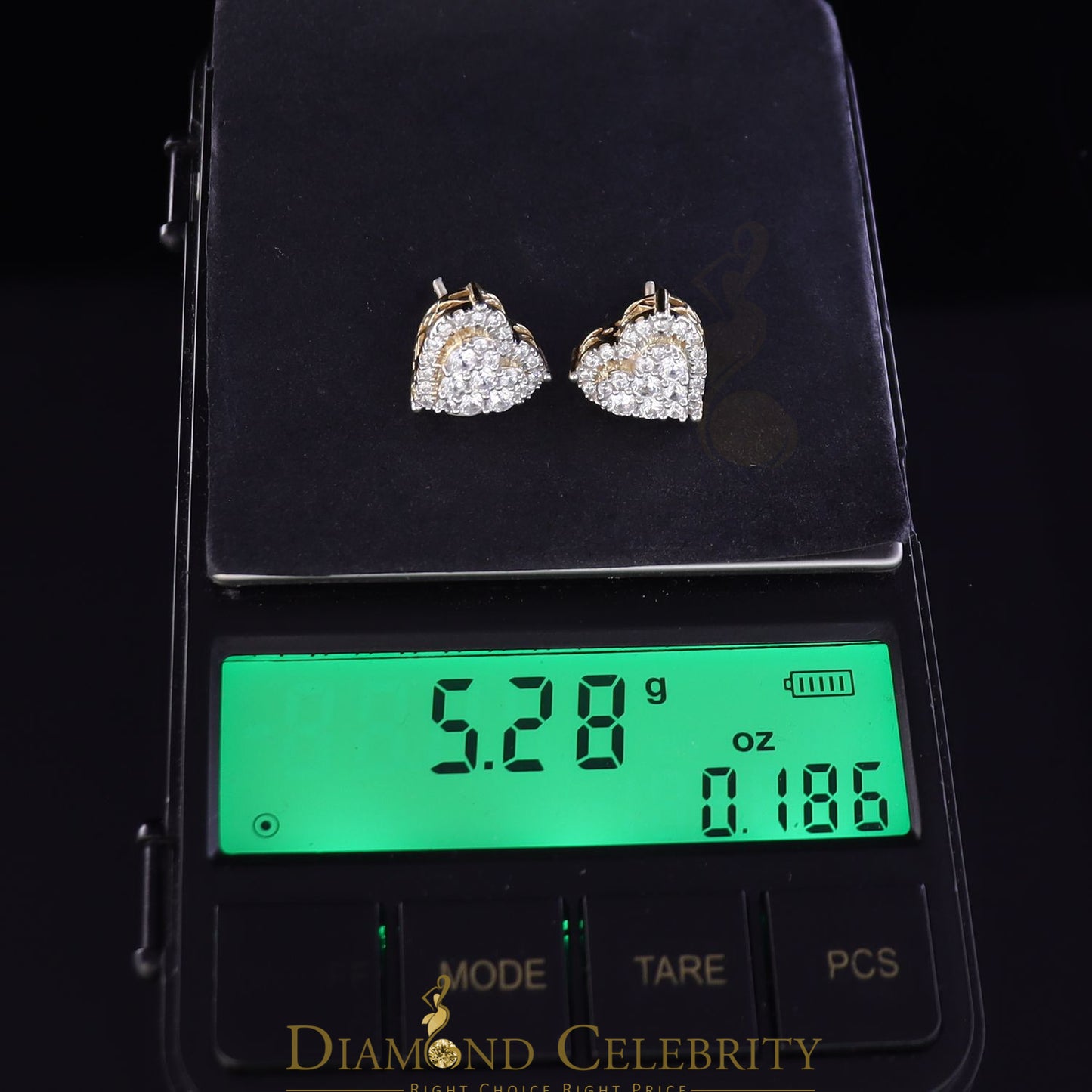 DiamondCelebritees  925 Sterling Yellow Silver 2.68ct Cubic Zirconia Heart Women's Stud Earrings