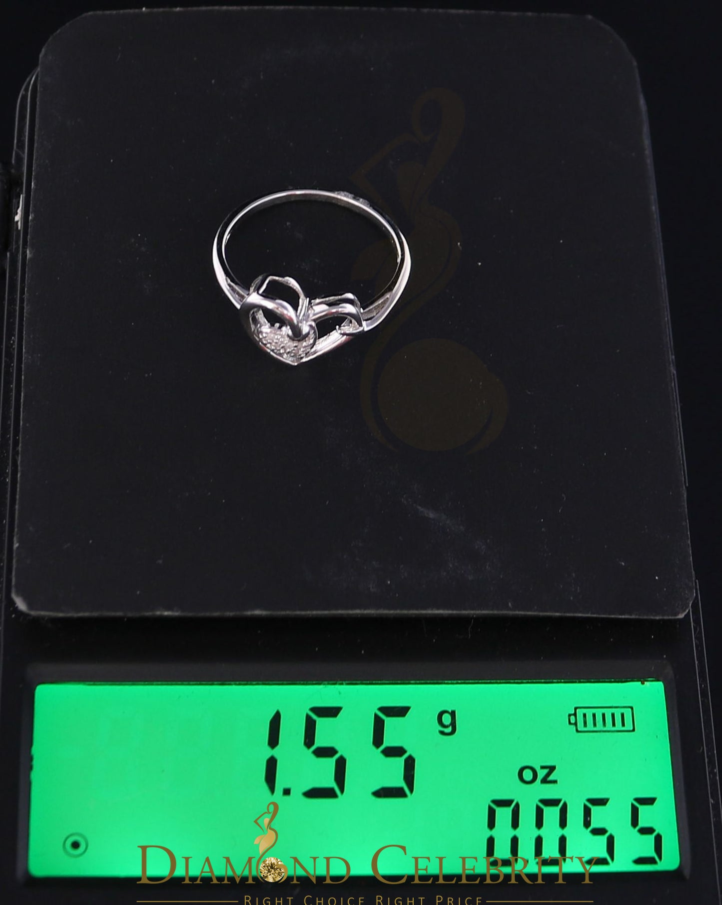 DiamondCelebritees Real Diamond 0.05ct 925 Sterling White Silver Heart Engagement Womens Ring SZ 7