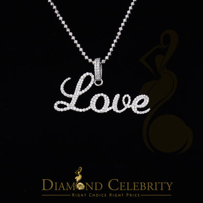 DiamondCelebritees White Attractive" LOVE" Letter 925 Sterling Silver Pendant 2.08ct Cubic Zirconia