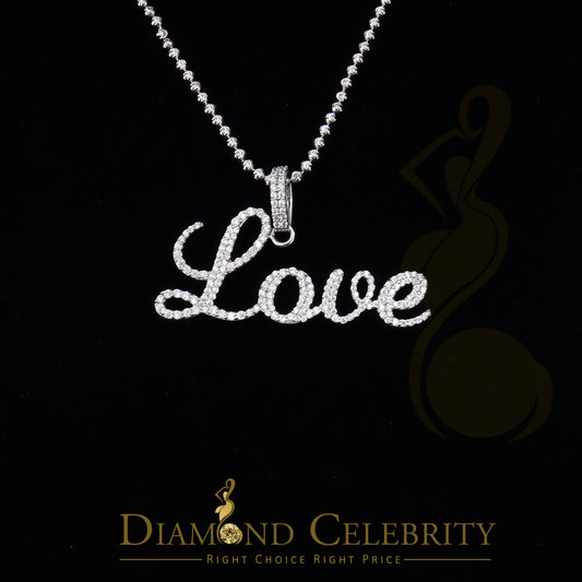 DiamondCelebritees White Attractive" LOVE" Letter 925 Sterling Silver Pendant 2.08ct Cubic Zirconia