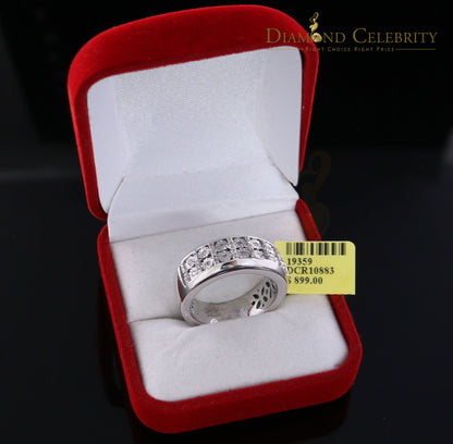 DiamondCelebritees 0.20CT Real Diamond Men's Silver White Micro-Pave Ring Size 11 in Band Style