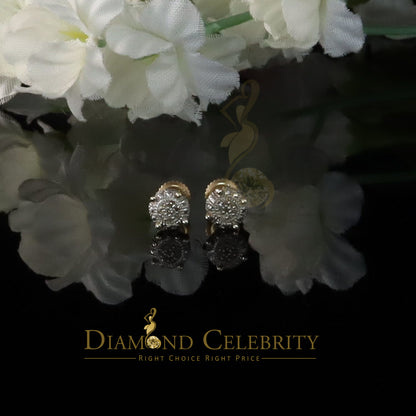 DiamondCelebritees 0.05ct Real Diamond 925 Sterling Silver Yellow For Men's & Women's Round Earring