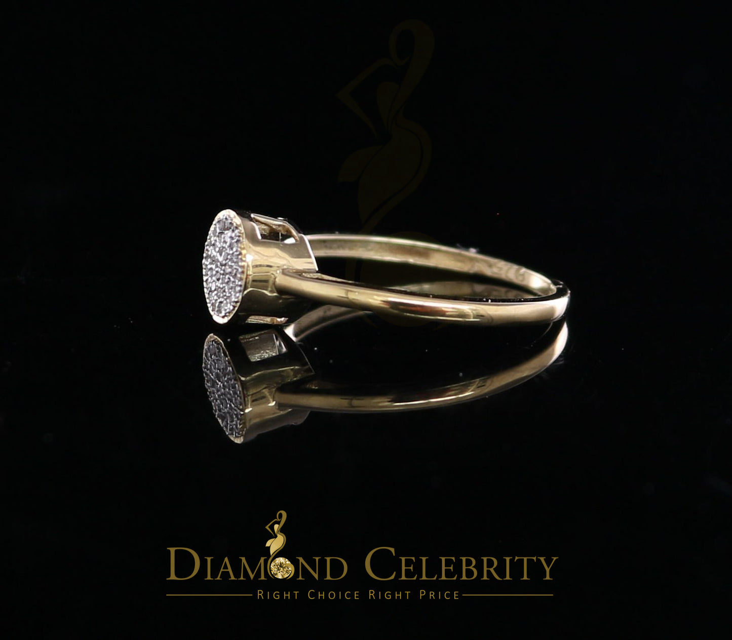 DiamondCelebritees Real Diamond 0.10CT Womens Silver Yellow Ring Engagement Size 7 Oval Shape