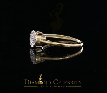 DiamondCelebritees Real Diamond 0.10CT Womens Silver Yellow Ring Engagement Size 7 Oval Shape