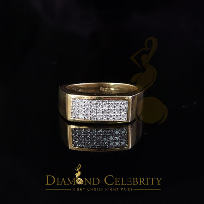 DiamondCelebritees Sterling Mens 0.81ct Yellow Cubic Zirconia Silver Rectangle Fashion Ring Size 9