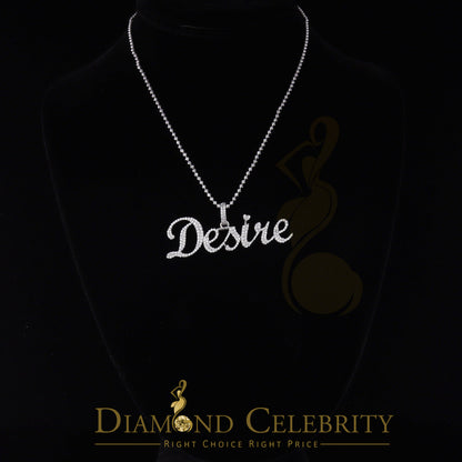 DiamondCelebritees White Desire Letter 925 Sterling Silver Pendant 2.49ct Cubic Zirconia stone
