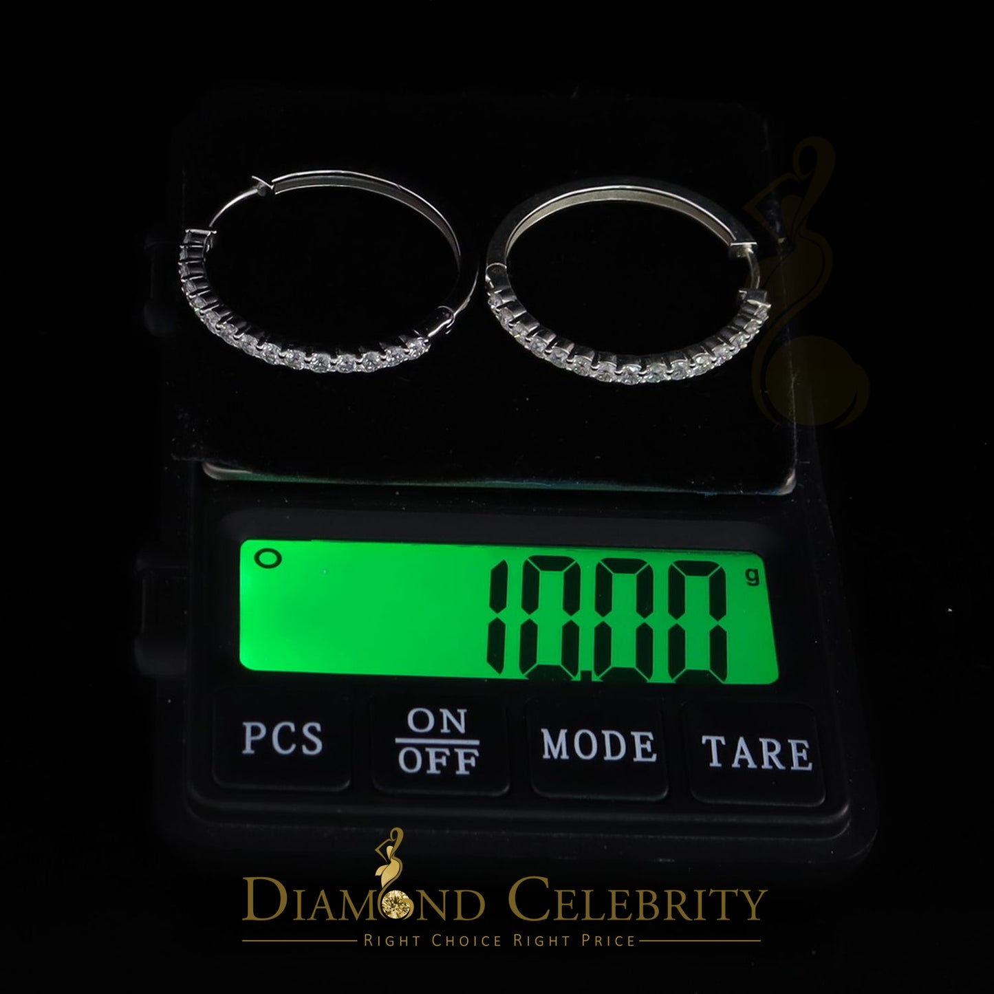 Diamondcelebritees 3.00ct Moissanite White 925 Sterling Silver Women's In and Out Hoop Earrings