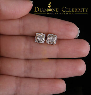 DiamondCelebritees 0.25ct Diamond 925 Silver Yellow Square Earring For Men's / Women's