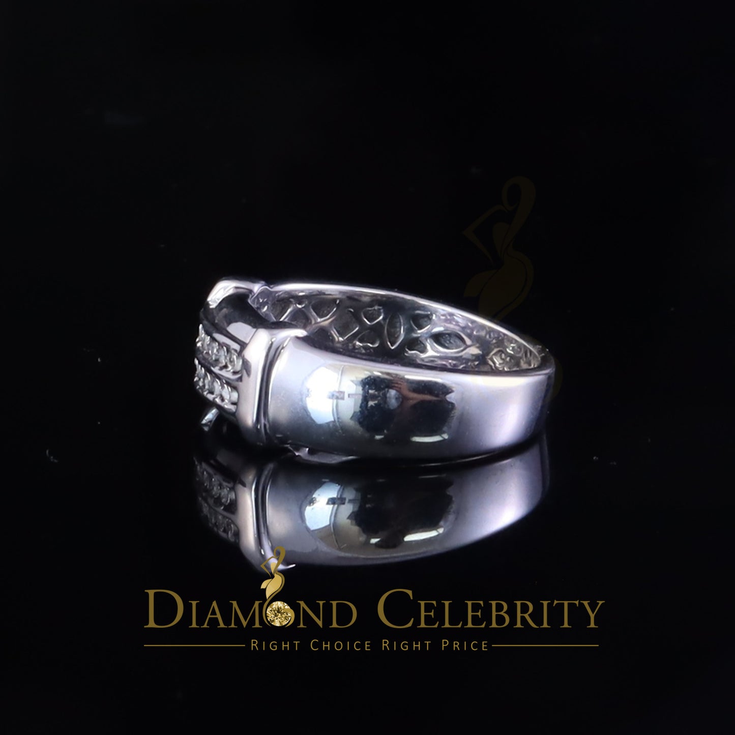 DiamondCelebritees 0.05cts Sterling White Double Row Men's Wedding Band Rings Size 10 In 925 Silver