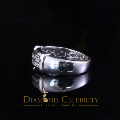 DiamondCelebritees 0.05cts Sterling White Double Row Men's Wedding Band Rings Size 10 In 925 Silver
