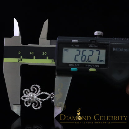 DiamondCelebritees Sterling 925 Silver Fleur de Lis White Shape Pendant with 0.93ct Cubic Zirconia