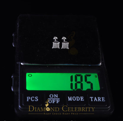 DiamondCelebritees  White 925 Silver Screw Back 0.50ct Cubic Zirconia Square Women Stud Earrings