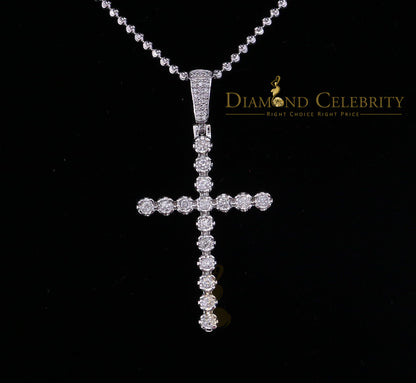 DiamondCelebritees  Real 0.66ct Diamond Sterling Silver CROSS Charm Necklace Fashion Pendant White