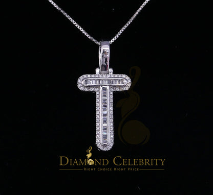 DiamondCelebritees White Bugutte Initial All Alphabet Sterling Silver Pendant with Cubic Zirconia