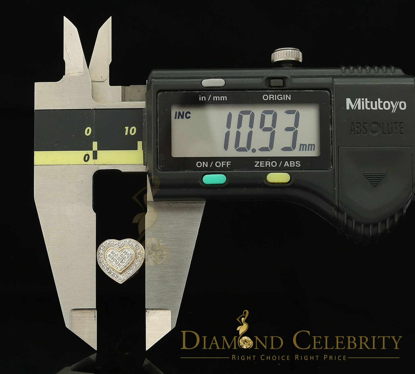 DiamondCelebritees Aretes Para Hombre Heart 925 Yellow Silver 0.20ct Diamond Women's /Men's Earring