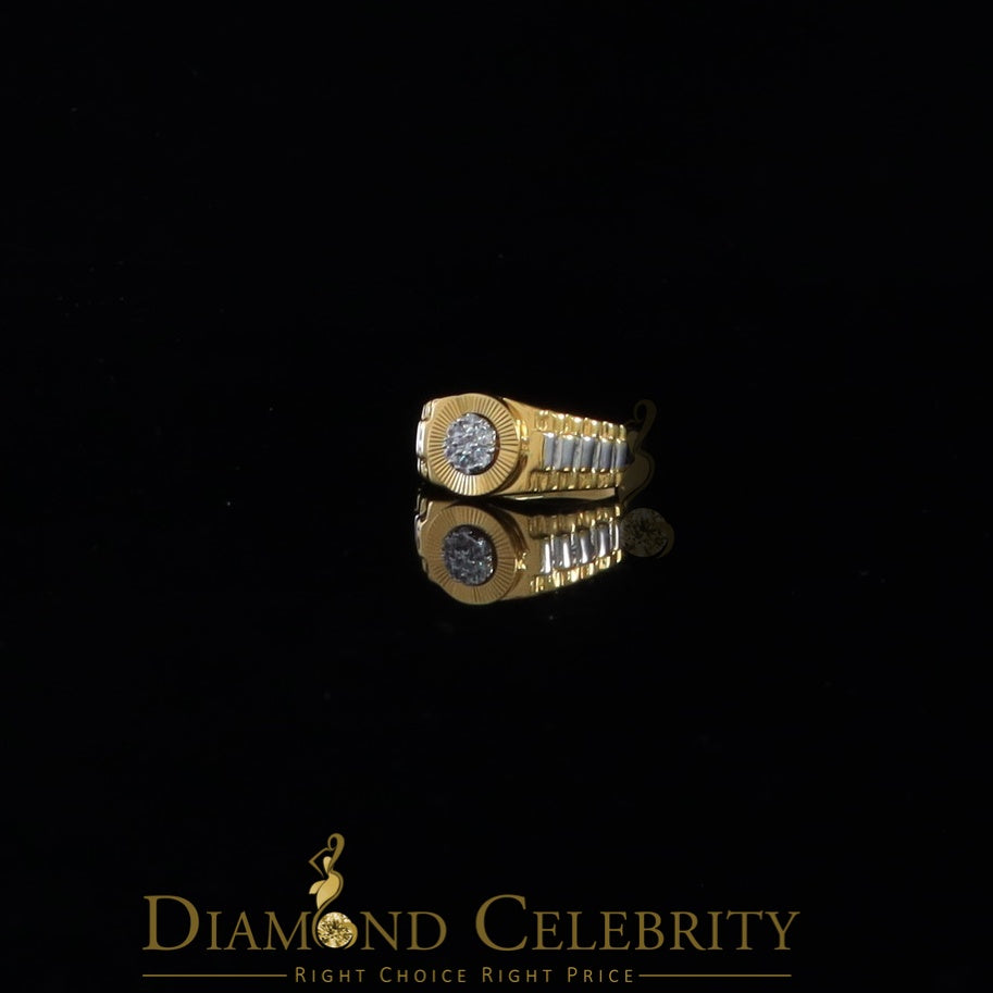 DiamondCelebritees Men's 0.30ct Cubic Zirconia Yellow Silver Heavy Look Round Ring SZ 9