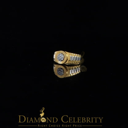 DiamondCelebritees Men's 0.30ct Cubic Zirconia Yellow Silver Heavy Look Round Ring SZ 9