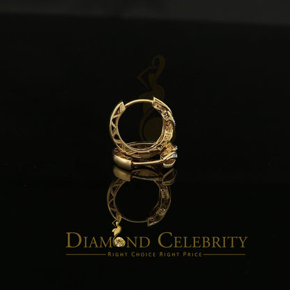 DiamondCelebritees 0.10ct Diamond 925 Sterling Silver Yellow Hoop Hola Stud Earring For Men / Women