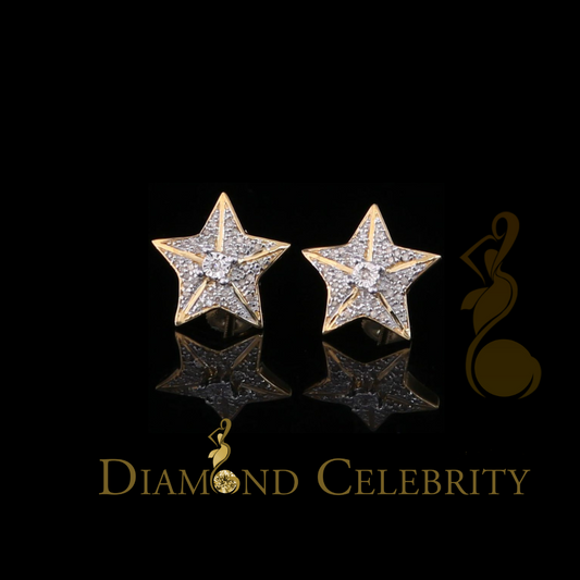 DiamondCelebritees 925 Sterling Silver Yellow 0.25ct Diamond For Women's / Men's Stud Star Earrings