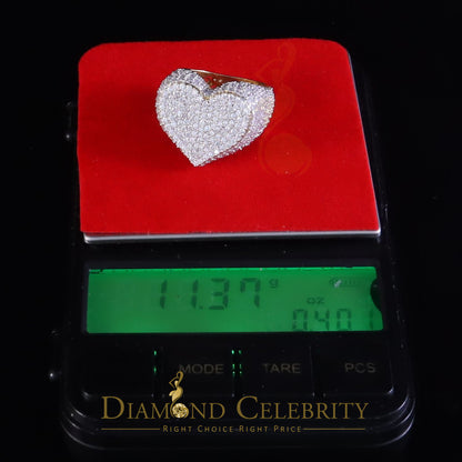 DiamondCelebritees Men's 925 Yellow Silver 5.00ct VVS 'D' Round Moissanite Heart Ring Size 8