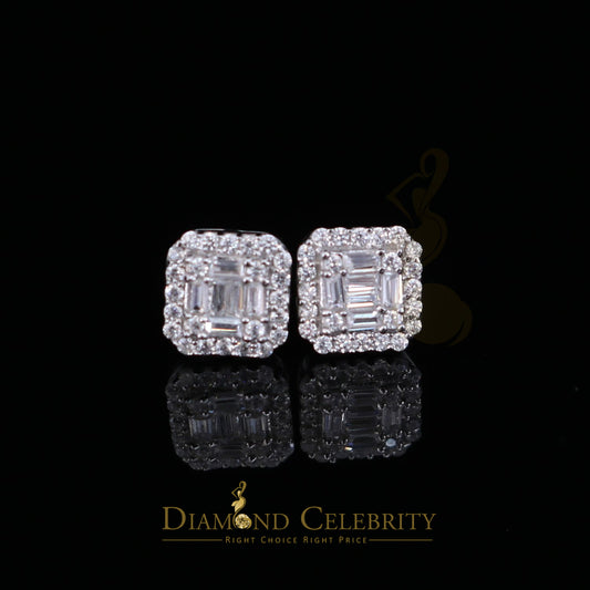 DiamondCelebritees  925 Hip Hop White Sterling Silver 0.64ct Cubic Zirconia Women's Square Earrings