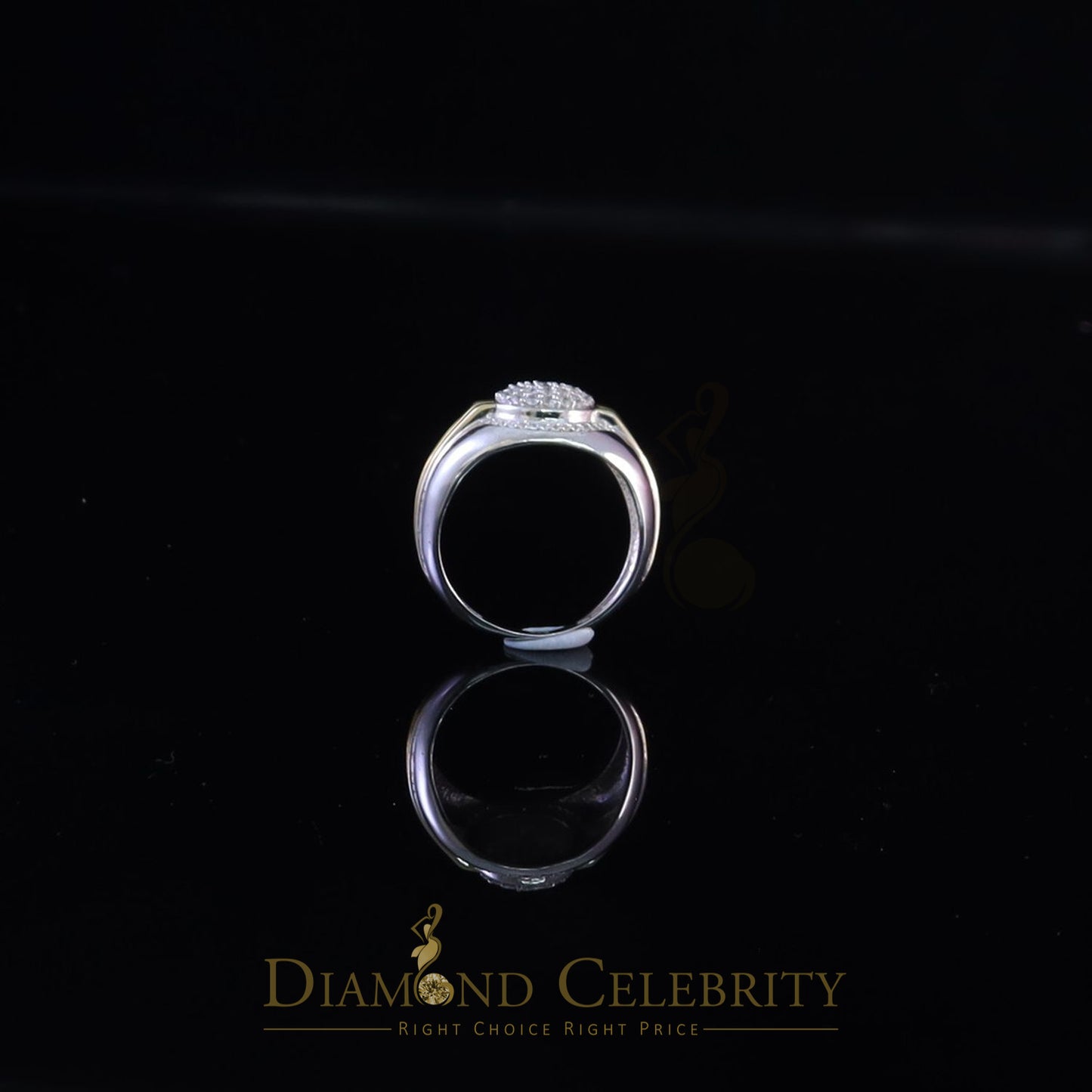 DiamondCelebritees Silver Sterling White 0.65ct Cubic Zirconia Round Wide Band Men Ring Big SZ 11