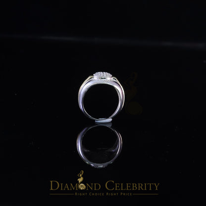 DiamondCelebritees Silver Sterling White 0.65ct Cubic Zirconia Round Wide Band Men Ring Big SZ 11