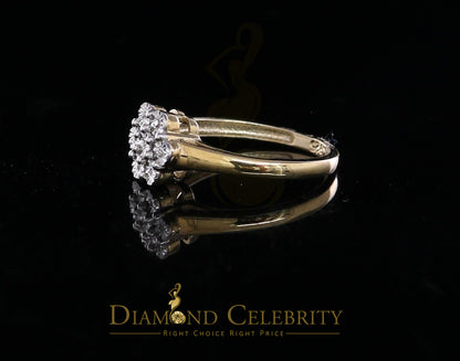 DiamondCelebritees Real Diamond 0.05ct Engagement Womens 925 Silver Yellow Ring Flower Shape Size 7