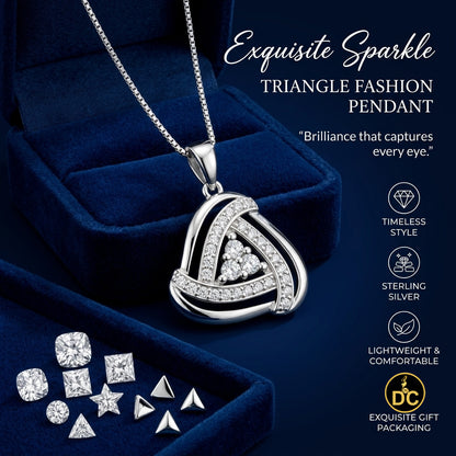 DiamondCelebritees 925 Sterling Silver White Double Triangle 1.00inch Pendant 1.65ct Cubic Zirconia