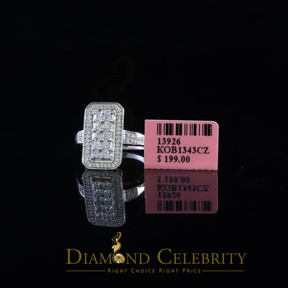 DiamondCelebritees 925 Sterling White Silver with Cubic Zirconia 2.75 ct Rectangle Ring Size 7