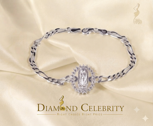 Diamondcelebritees Virgin Merry CZ 925 Sterling Silver White Oval Shape Women's Religious Bracelet