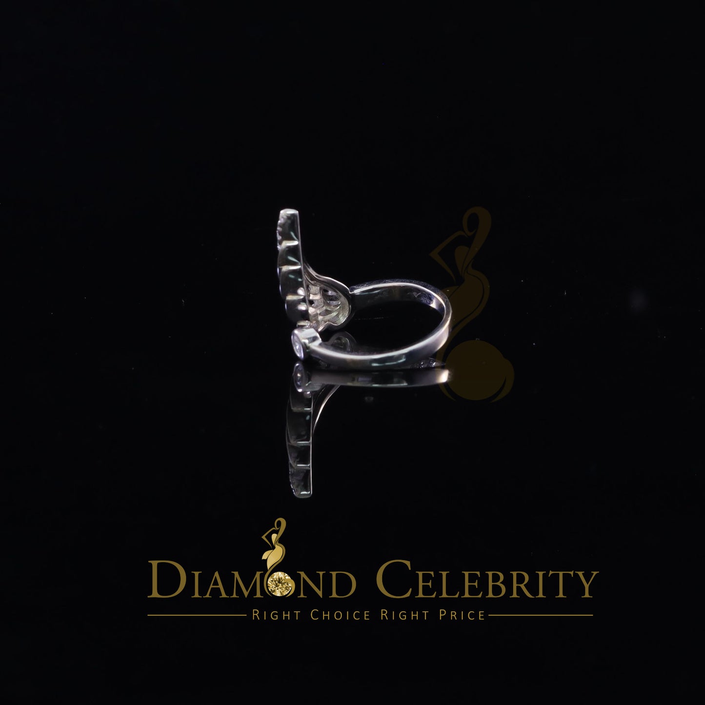 DiamondCelebritees 925 Sterling White Silver with 1.50ct Cubic Zirconia Angel Wing Ring Size 7.5