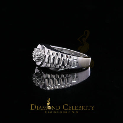 DiamondCelebritees 925 Sterling Silver 0.05ct Real Diamond Men's Style White Band Style Ring SZ 10