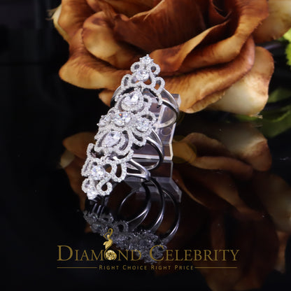 DiamondCelebritees 925 Sterling Silver 4.00ct Cubic Zirconia White Large Flower Womens Ring Size 6