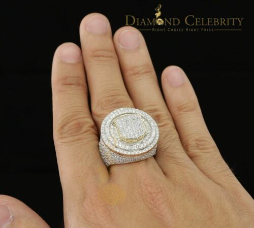 Yellow Sterling Silver11.50ct Cubic Zirconia Men Ring Gifts Size from 9.5 to 11