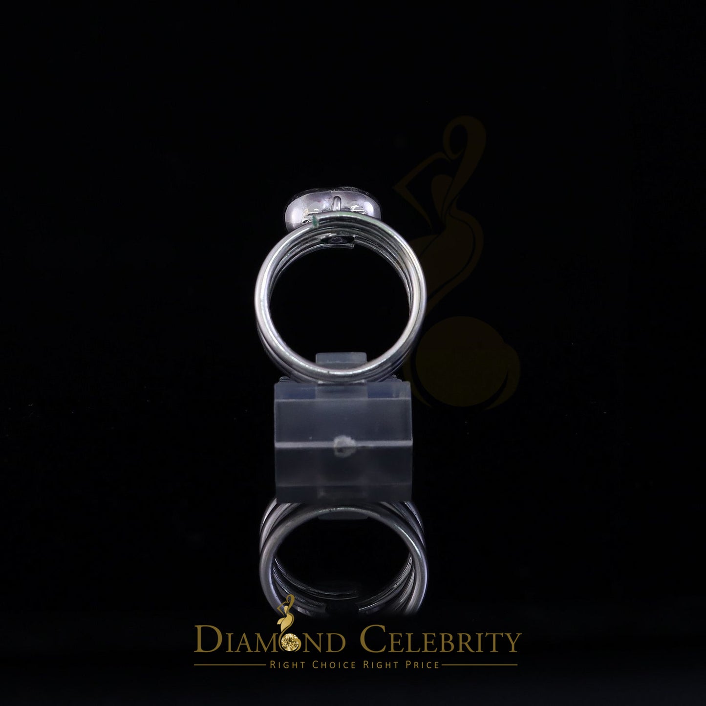 DiamondCelebritees White 925 Sterling Silver Hanging Heart Dangling Adjustable Women's Ring SZ 6.5
