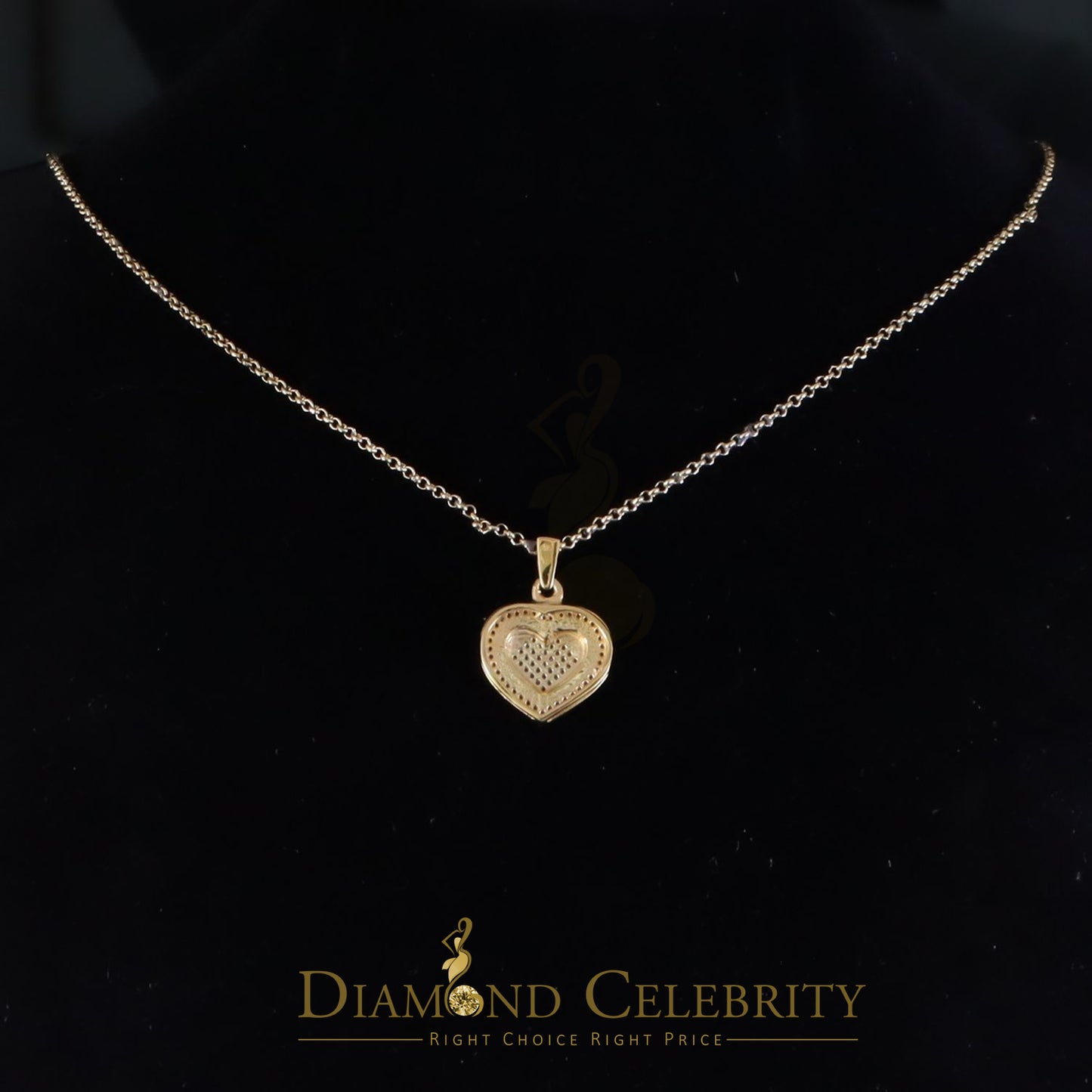 DiamondCelebritees  Small Yellow Real 0.25ct Diamond 925 Silver double Heart Charm Necklace Pendant