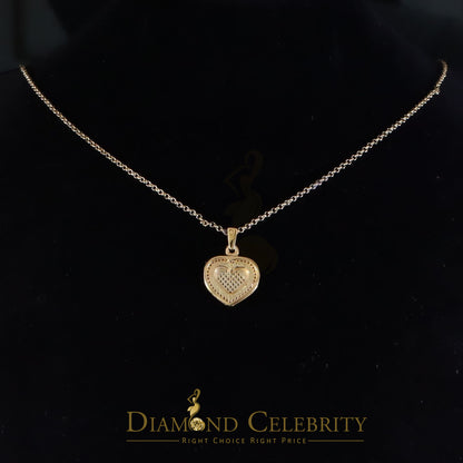 DiamondCelebritees  Small Yellow Real 0.25ct Diamond 925 Silver double Heart Charm Necklace Pendant