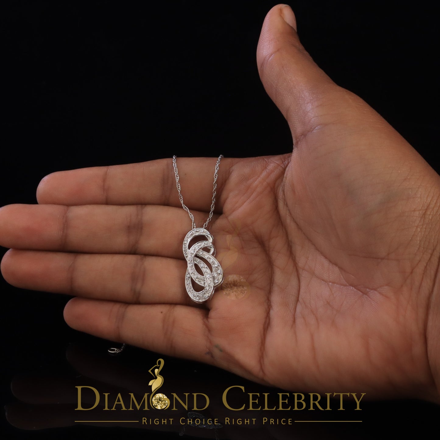 DiamondCelebritees White Sterling Silver Pendant with Charming FASHION Shape 0.28ct Cubic Zirconia