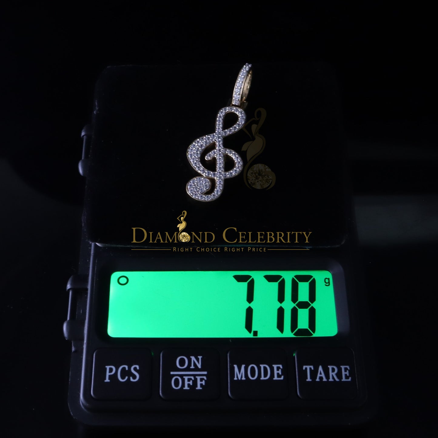 DiamondCelebritees Promise 925 Yellow Sterling Silver MUSIC SIGN Pendant with 2.34ct Cubic Zirconia